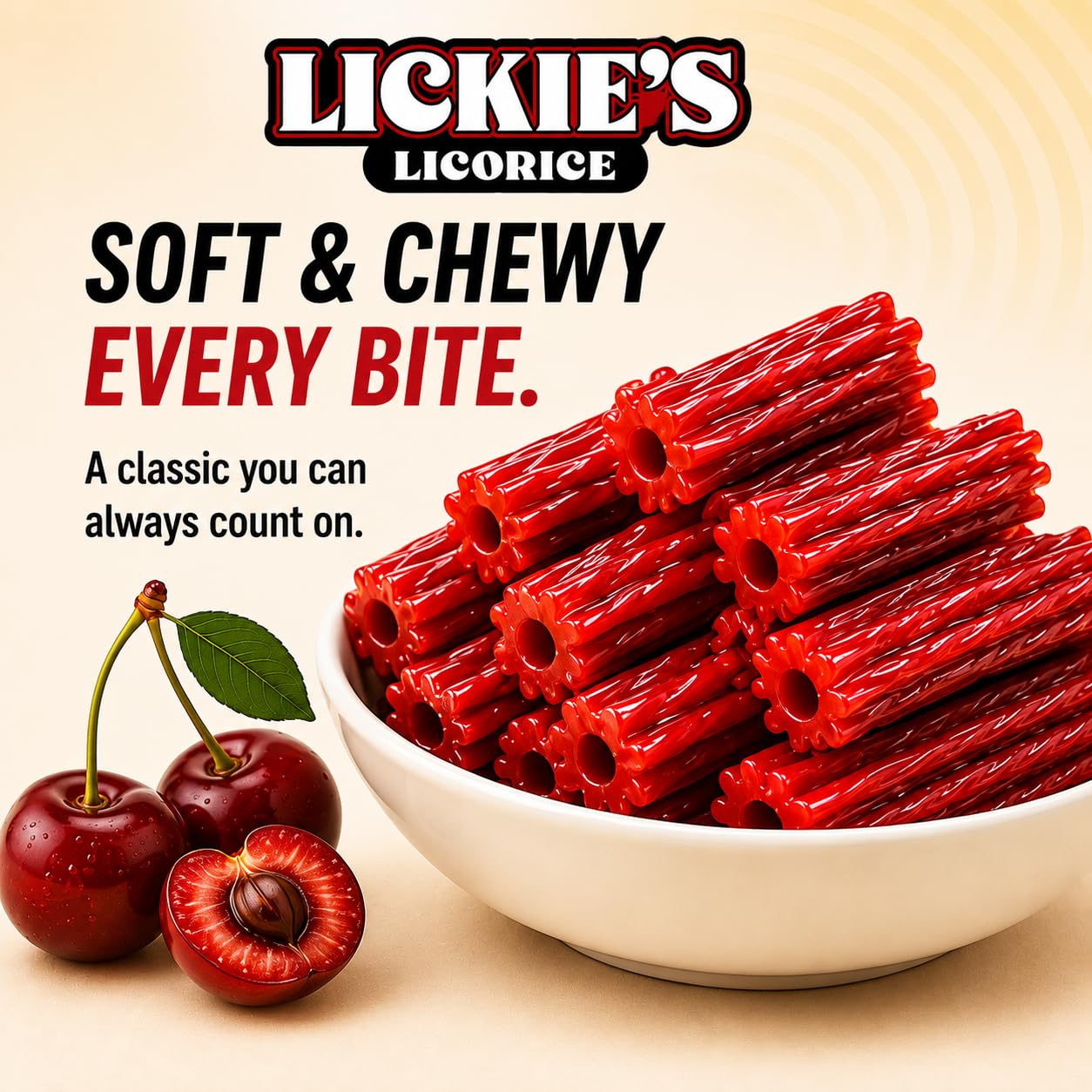 Lickies Licorice giros en mano para mostrar tamaño y facilidad de compartir