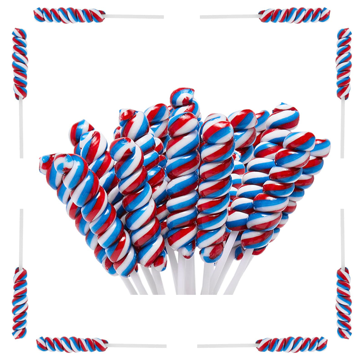 LIDATREE paletas twisty frente vistoso con colores rojo blanco azul como detalle de fiesta