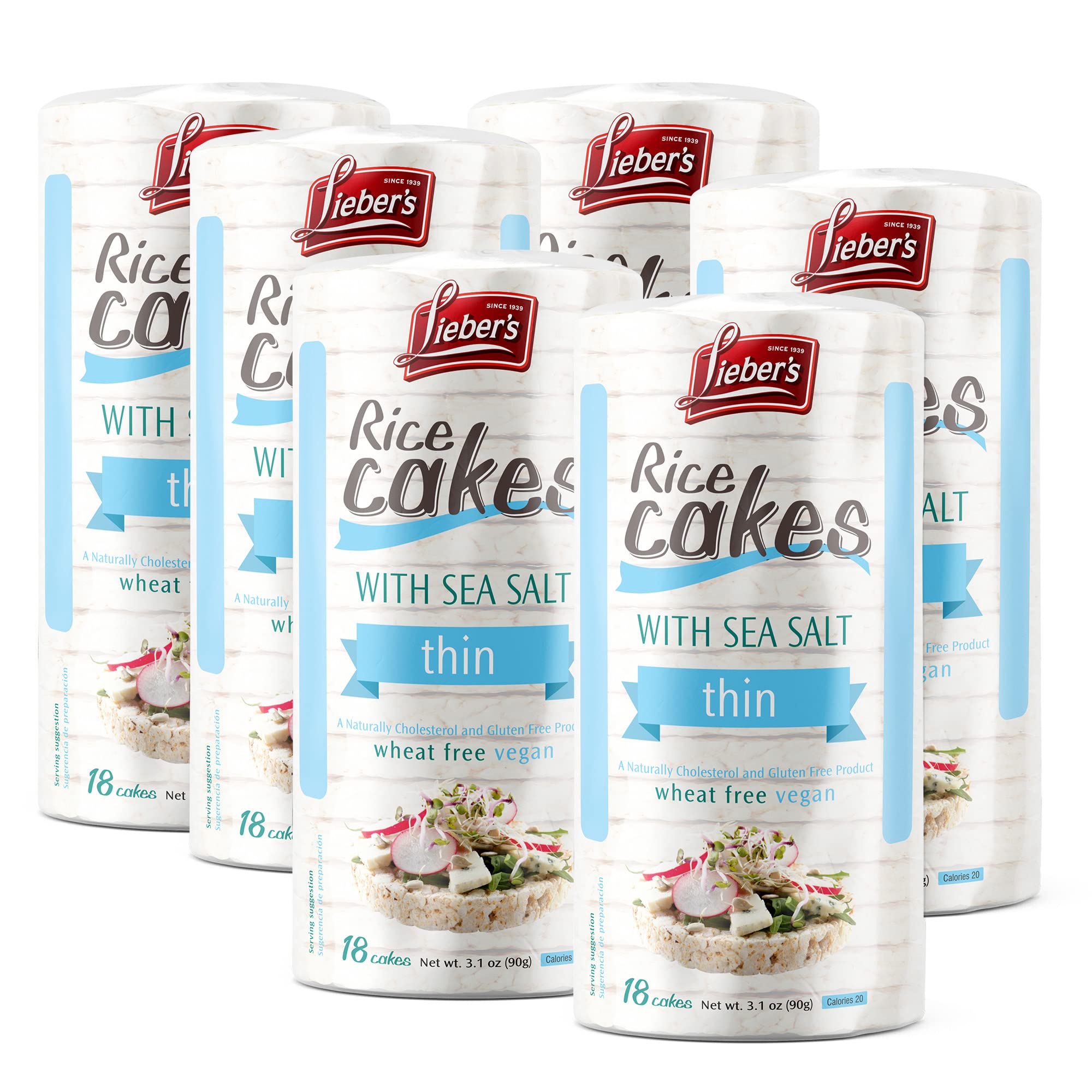 Lieber's vista frontal del pack de 6 con diseño claro y sal marina
