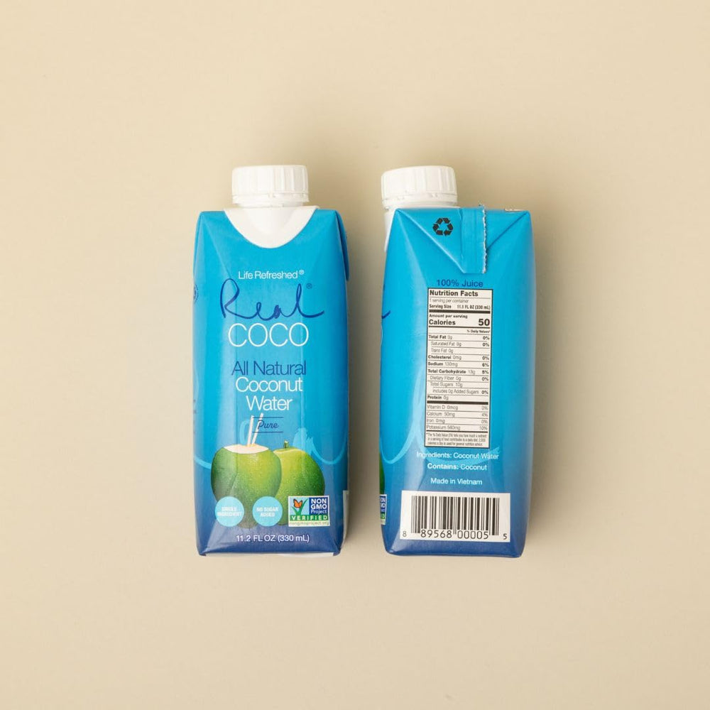 Life Refreshed agua de coco natural del fruto ilustrada como ingrediente puro