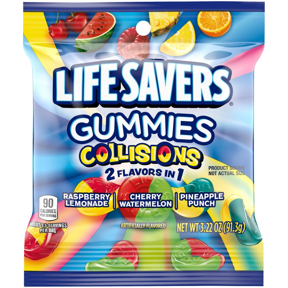 Life Savers empaque frontal mostrando colores y beneficios portátiles