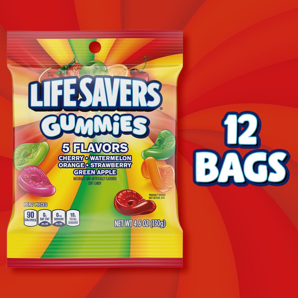 Life Savers comparación de tamaño con mano para visualizar porción individual