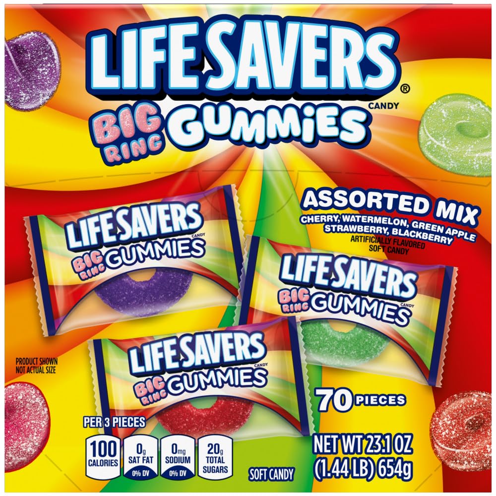 Life Savers dispensador abierto facilitando servir las gomitas rápidamente