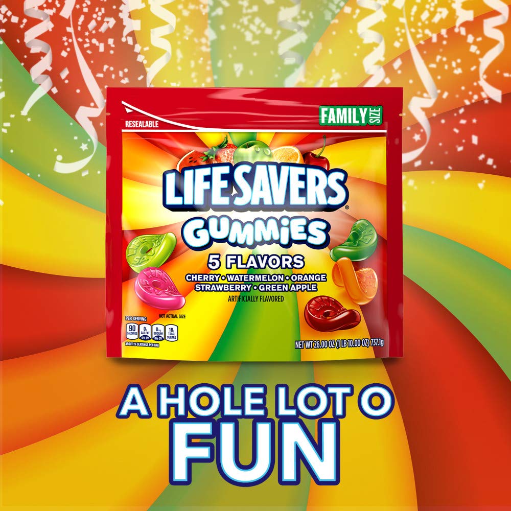 Life Savers disposición en mesa de fiesta con frascos, facilita presentaciones festivas