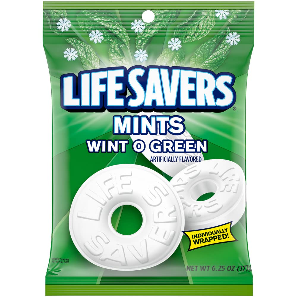 Life Savers frente del paquete mostrando 12 bolsitas, práctico para despensa