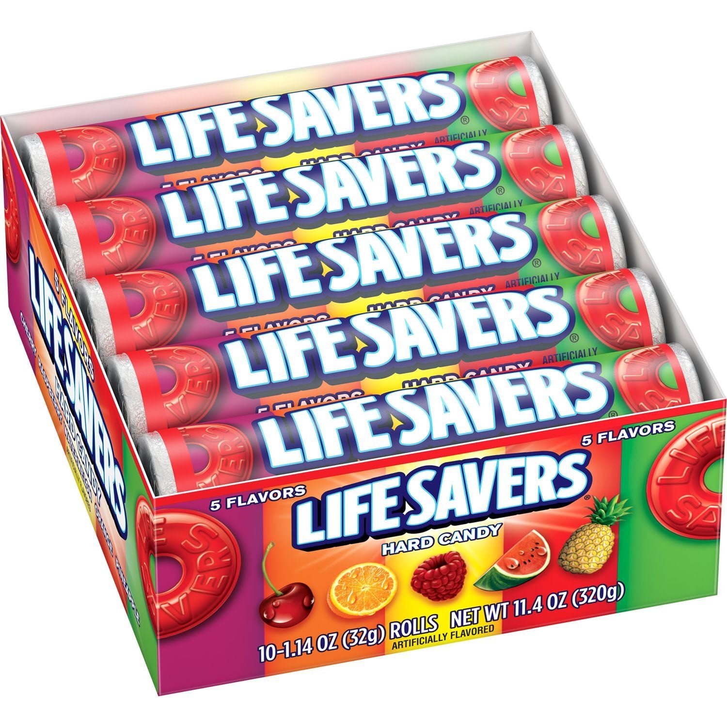 Life Savers frontal paquete mostrando diseño y conveniencia
