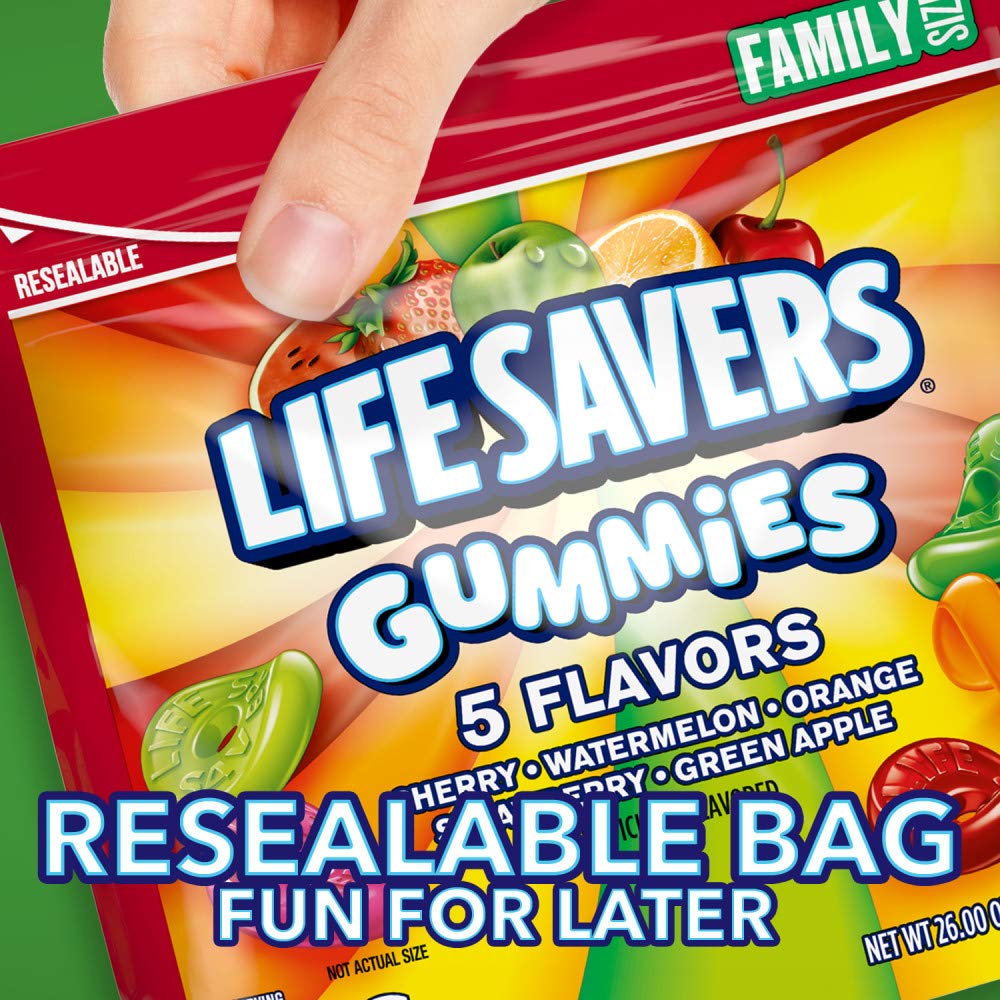 Life Savers porción en mano para servir, muestra control de porciones y conveniencia