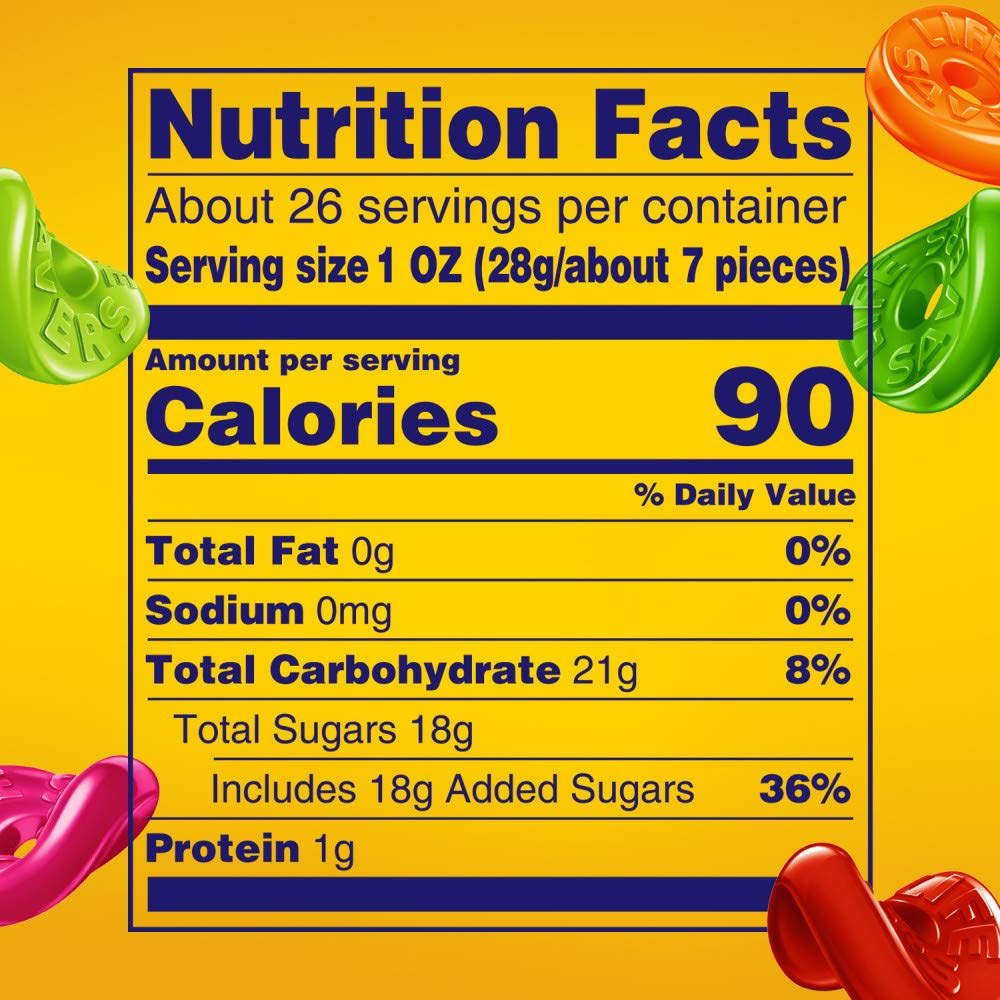 Life Savers mezcla de gominolas en colores variados, destaca variedad de sabores