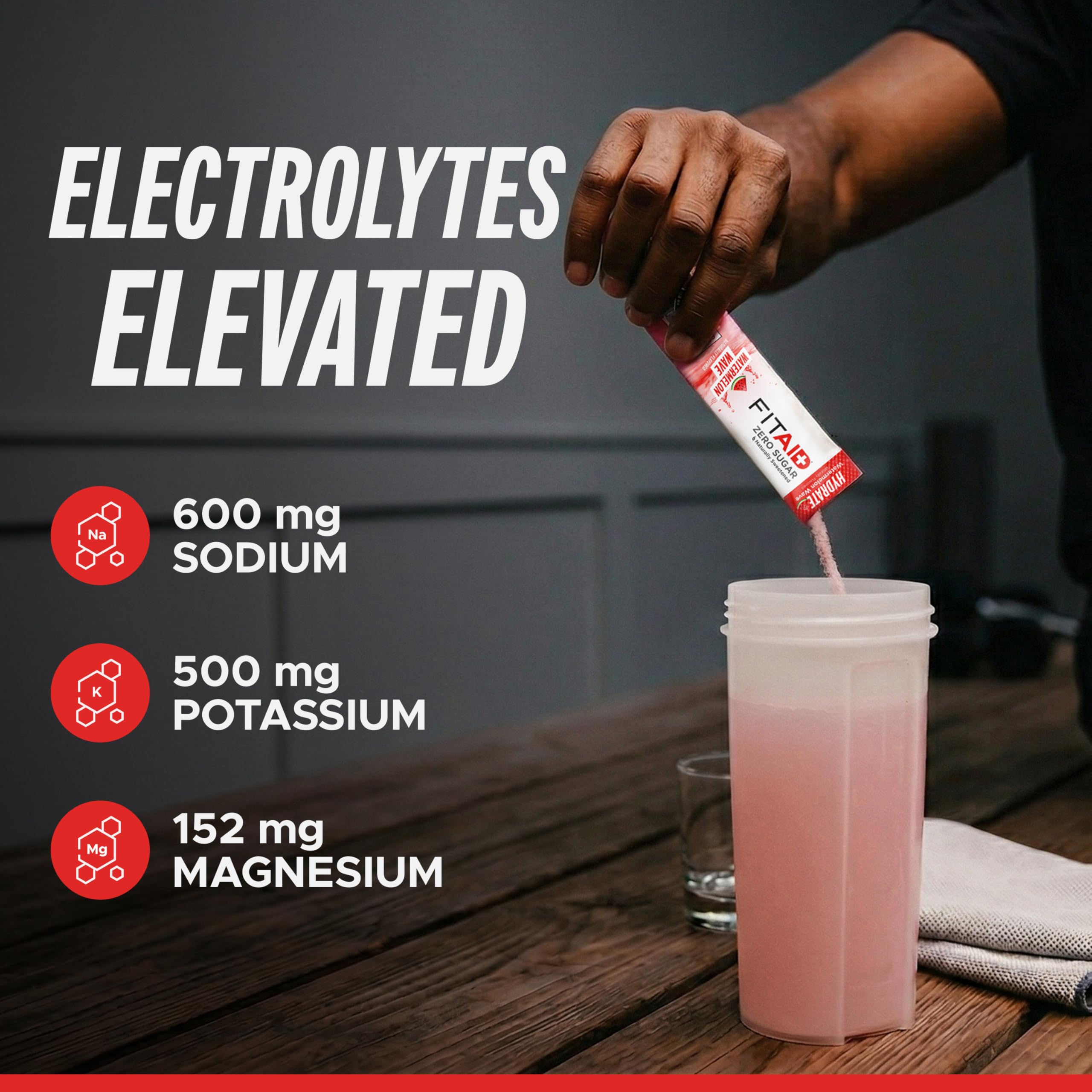 LIFEAID FITAID Hydrate vaso mezclado con agua listo para beber y rápida rehidratación