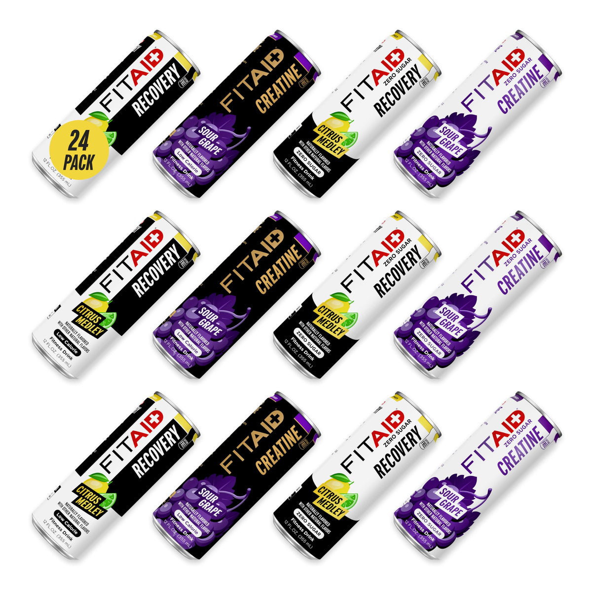 LIFEAID pack frontal de latas mostrando variedad y conveniencia