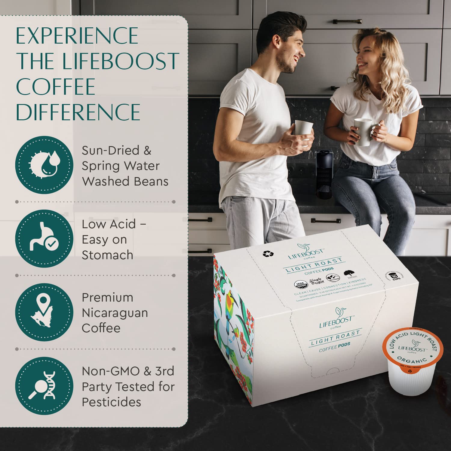 LIFEBOOST cápsula en mano lista para usar, comodidad inmediata