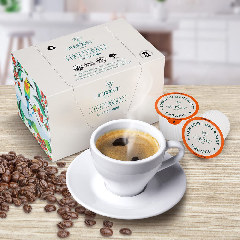 LIFEBOOST cápsula en máquina Keurig en acción, preparación consistente