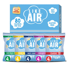 Like Air caja frontal mostrando los cinco sabores y la marca, ideal para identificar el surtido