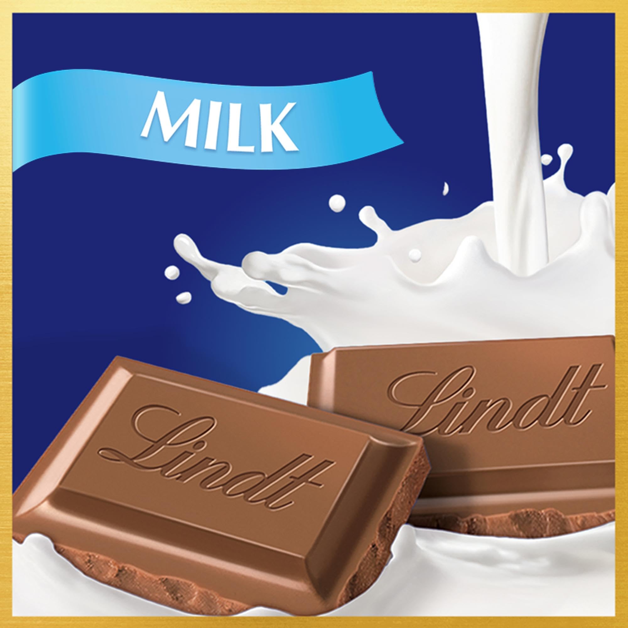 Lindt textura cercana de chocolate con leche mostrando la suavidad al tacto y fundición