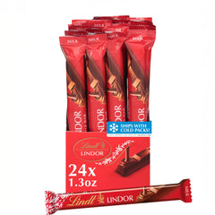 Lindt LINDOR paquete de 24 unidades mostrando conveniencia para compartir