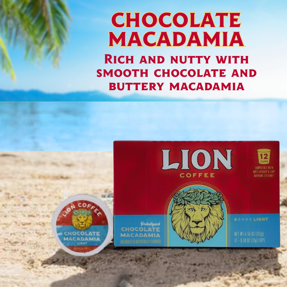 Lion Coffee cápsula insertada en cafetera de una sola taza, preparación sencilla