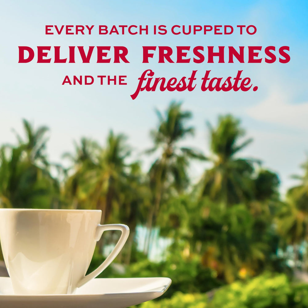 Lion Coffee etiqueta con información de ingredientes y tueste claro que inspira confianza