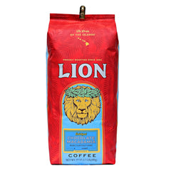Lion Coffee bolsa frontal Chocolate Macadamia mostrando diseño y tamaño para compra clara