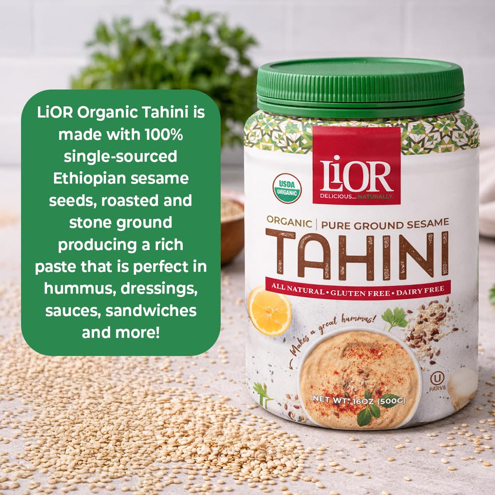 LiOR etiqueta con certificaciones orgánico y sin GMO visibles