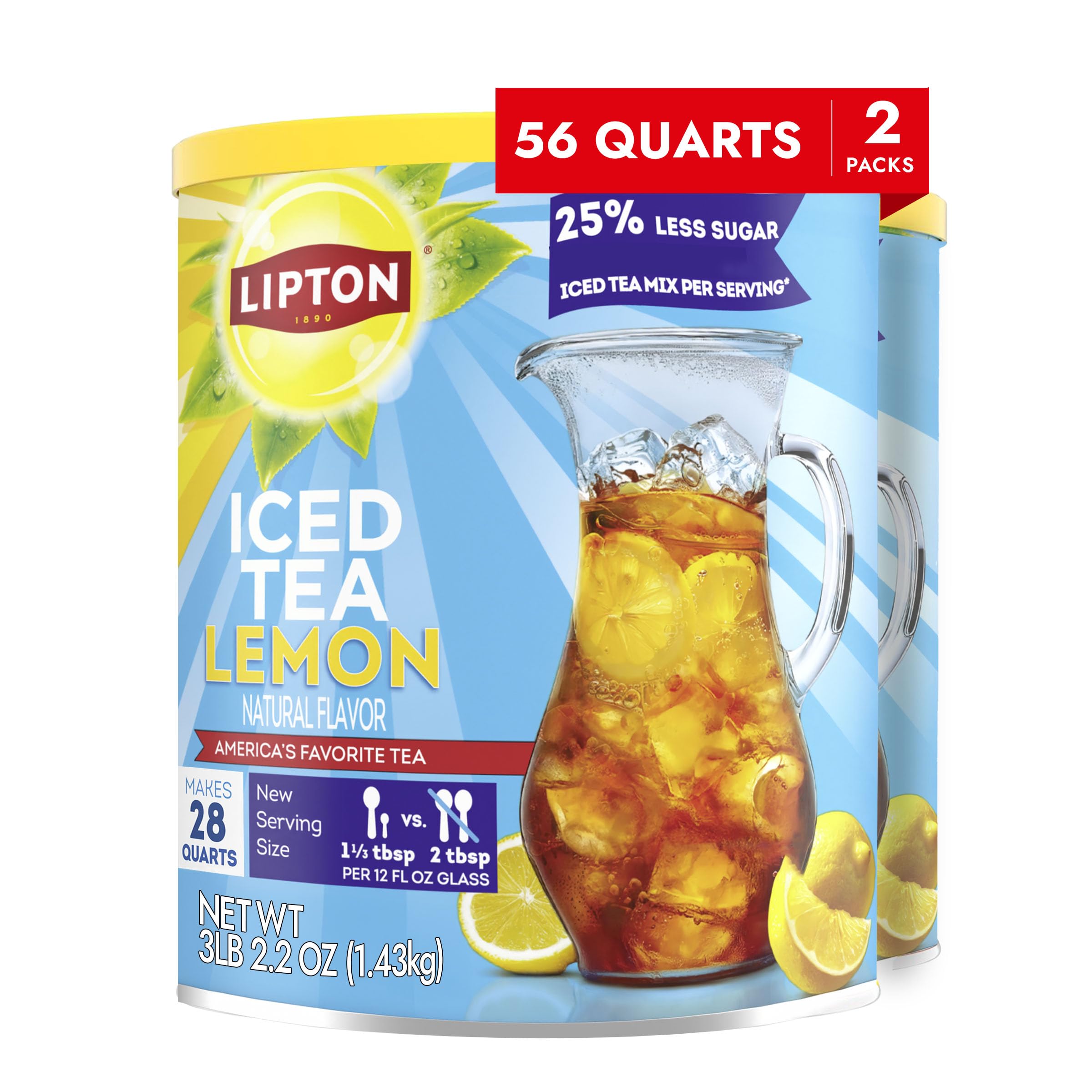 Lipton bote frontal mostrando diseño y rendimiento para 28 cuartos