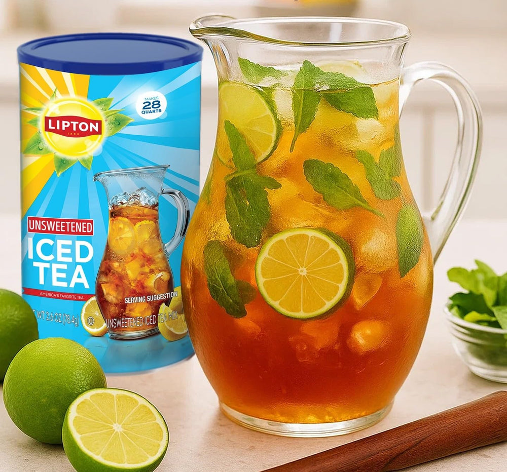 Lipton frasco junto a una regla para comparar tamaño y cantidad rinde