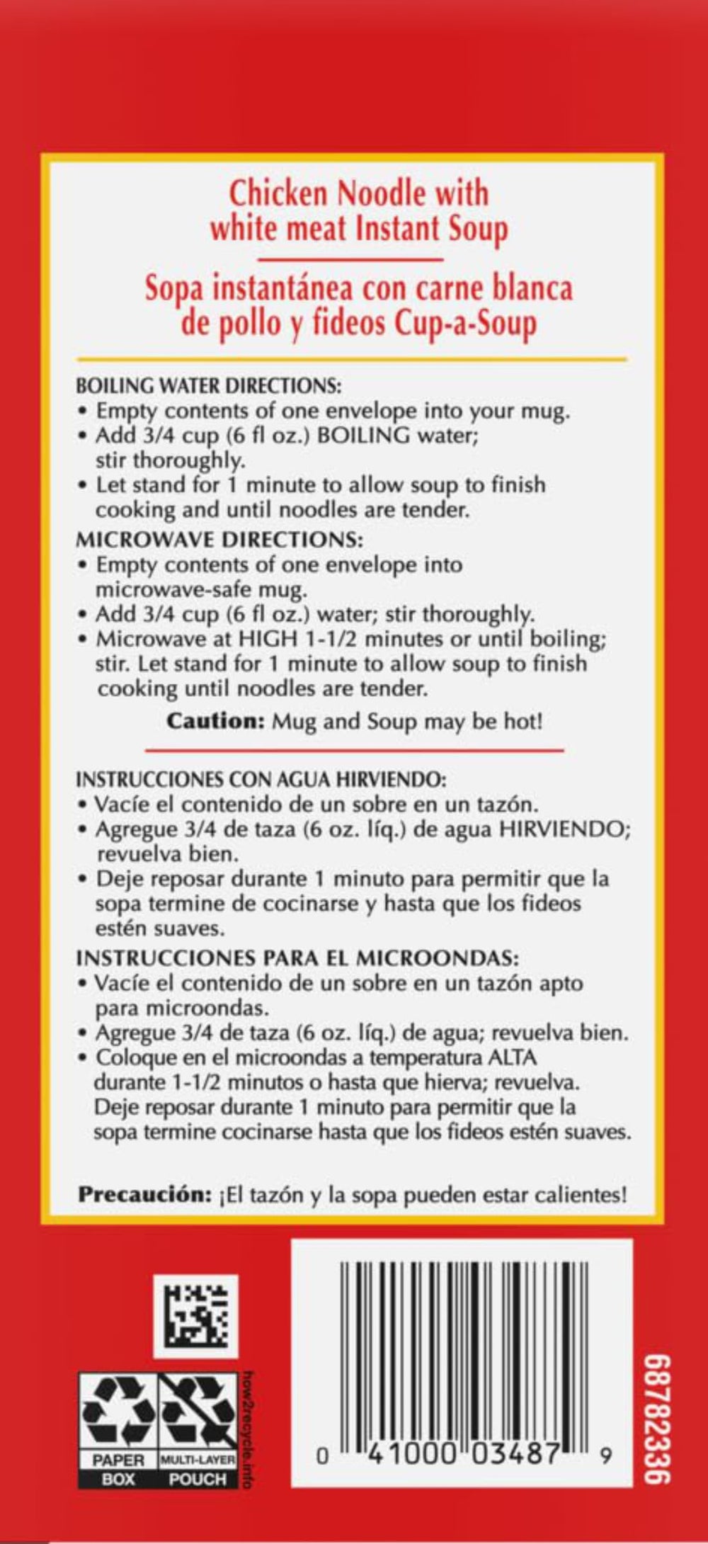 Lipton sobre abierto con mezcla deshidratada mostrando textura y ingredientes