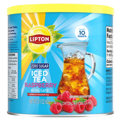 Lipton frambuesa frente del paquete mostrando el rendimiento y facilidad