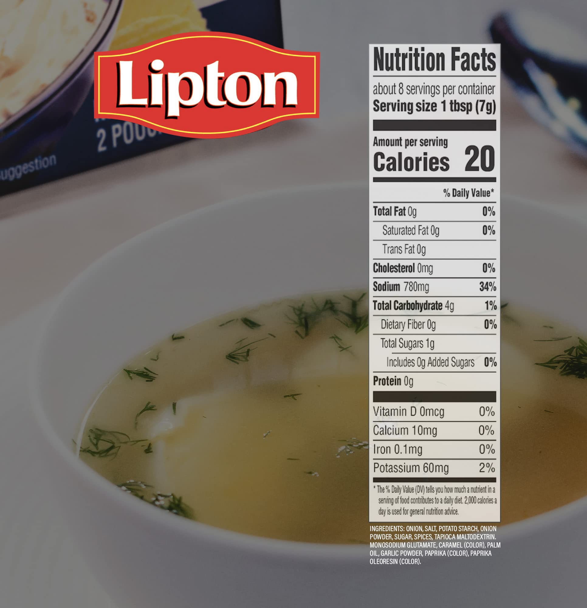 Gefen Lipton mezcla preparada como dip servida en plato, listo para compartir