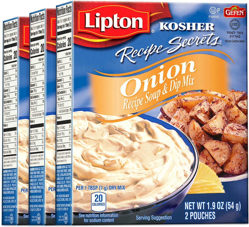 Gefen Lipton frente del empaque mostrando tres sobres y conveniencia