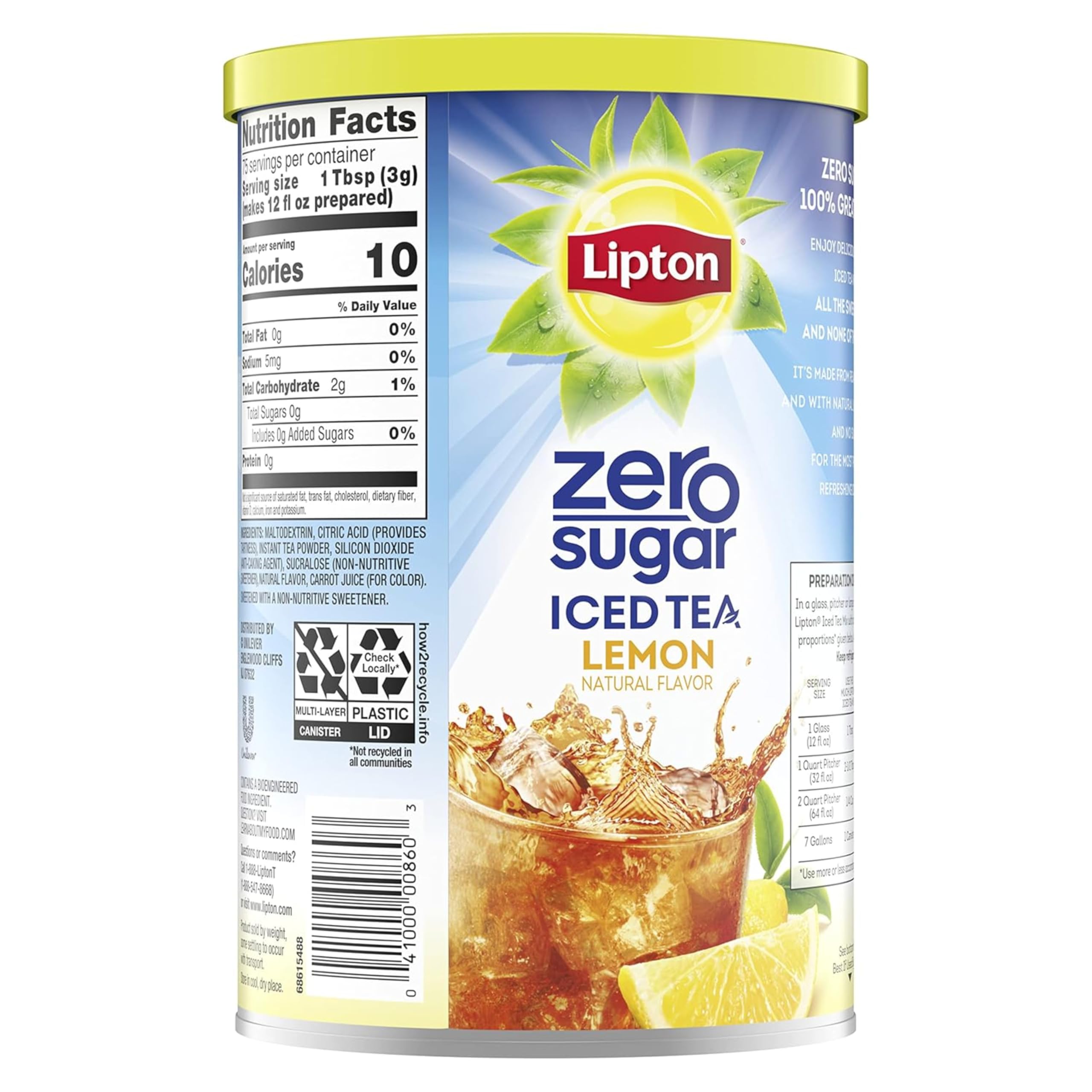 Lipton polvo del mix en primer plano, fácil disolución visible