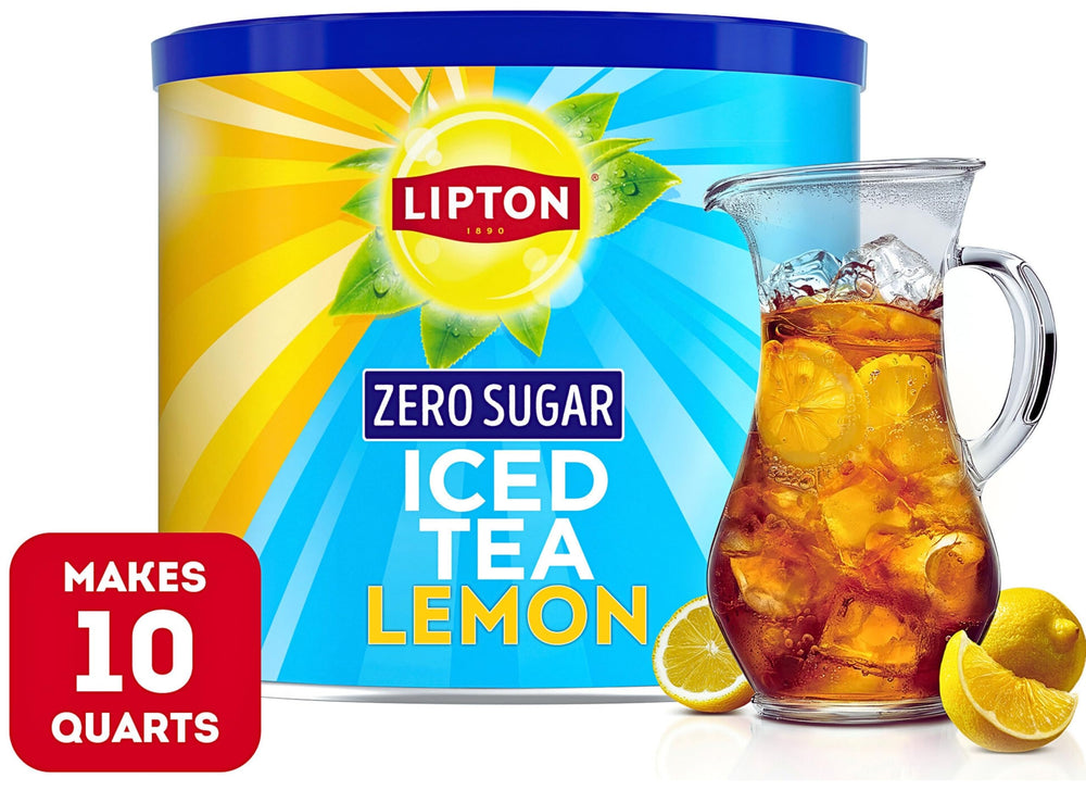 Lipton vaso con hielo y limón mostrando sabor fresco sin azúcar