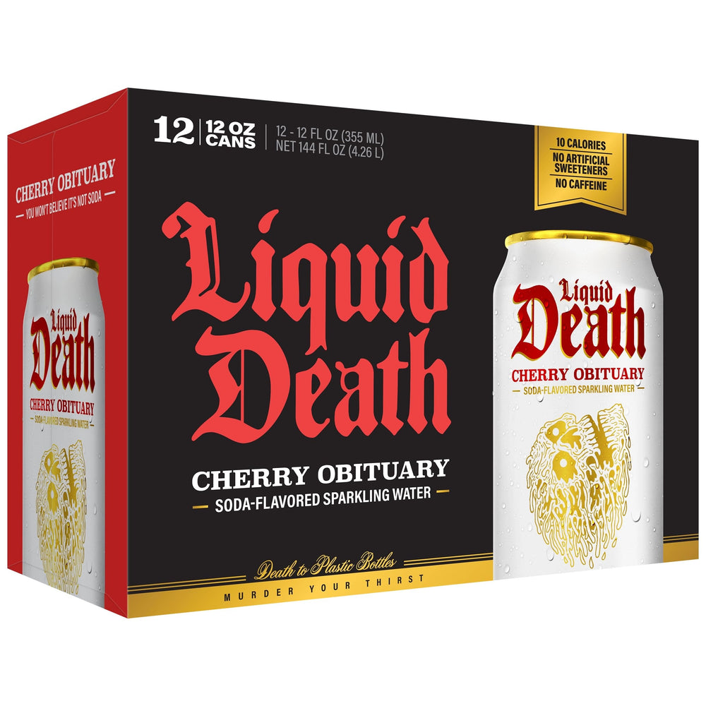 Liquid Death lata sobre mesa en ambiente relajado, disfrute social y refresco