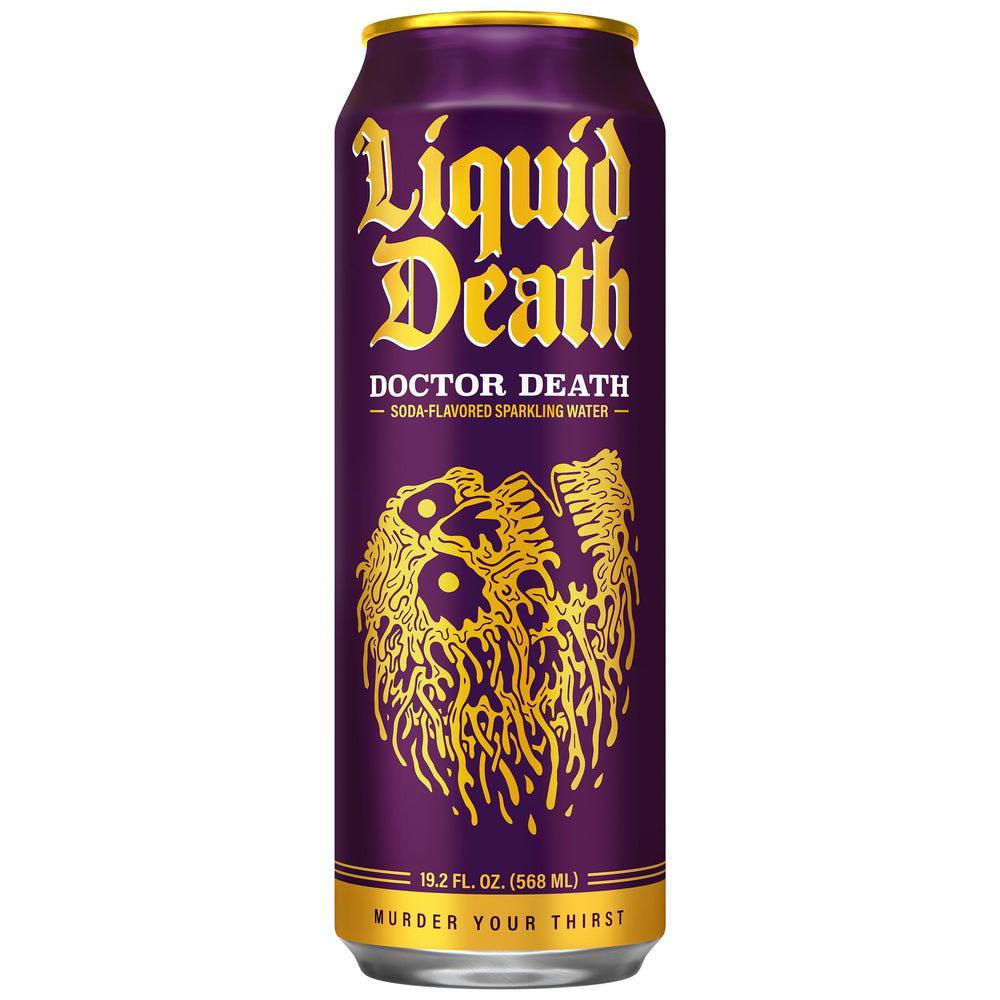 Liquid Death close-up de burbujeo resaltando textura efervescente y frescura