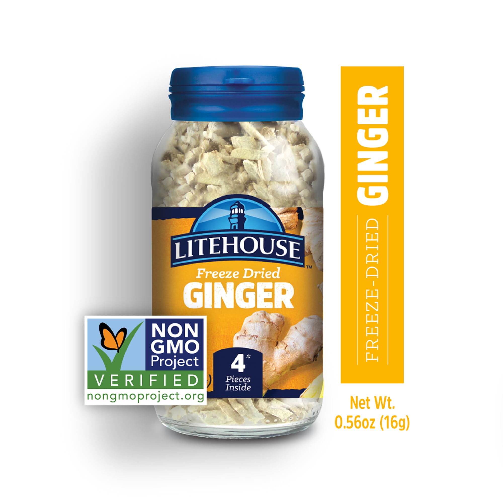 Litehouse etiqueta nutricional destacando sin gluten y sin OGM como ventaja