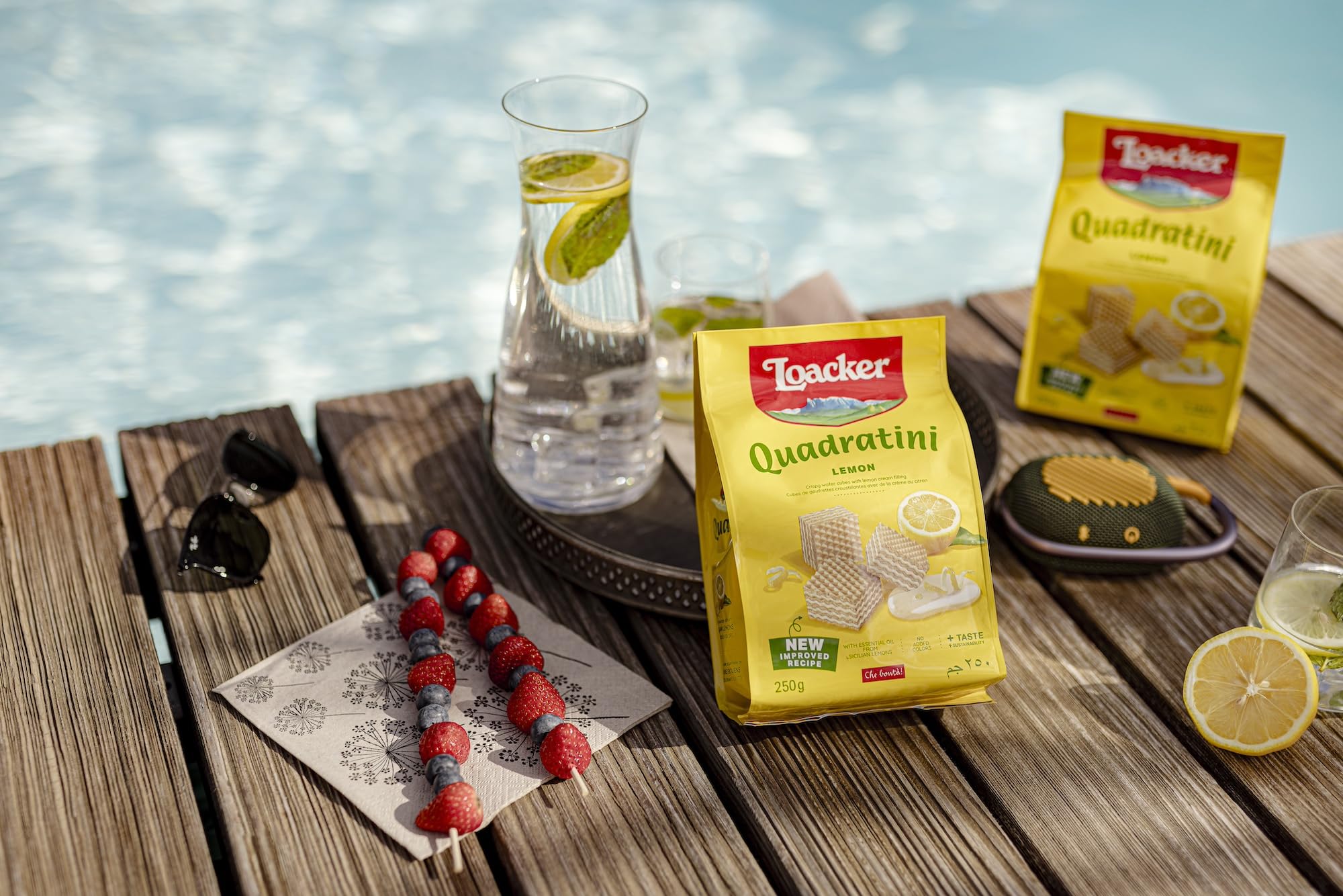 Loacker Quadratini Lemon usados como topping de postre, añaden crocancia y sabor