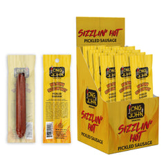 Long John Snacks pack frontal mostrando las 12 salchichas pickled y variedad