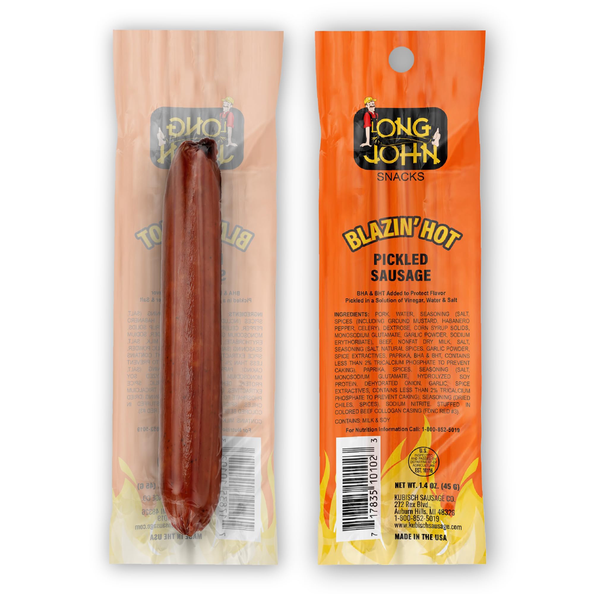 Long John Snacks primer plano de textura del corte, carne firme y jugosa