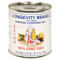 Longevity leche condensada frontal mostrando lata y claridad de etiqueta para facilitar uso