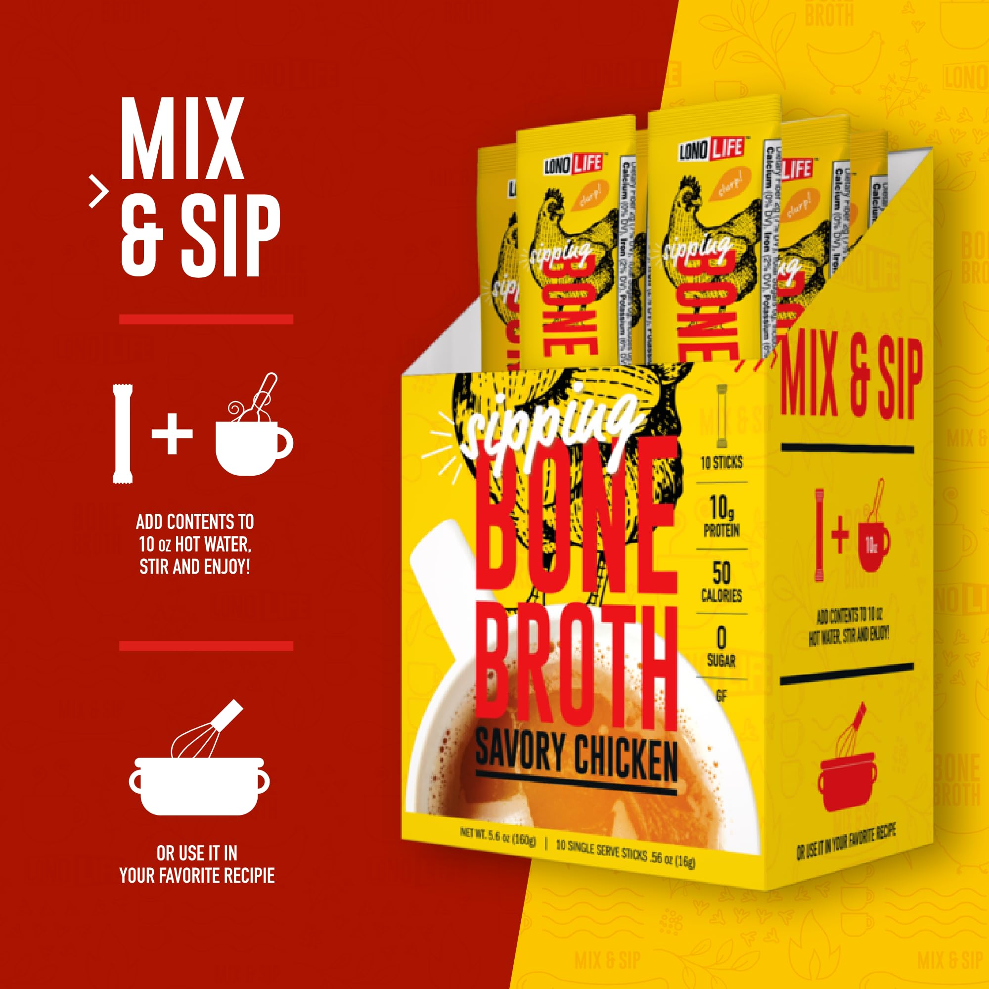 LonoLife caldo en sopa casera enriquecida, mejora sabor y consistencia