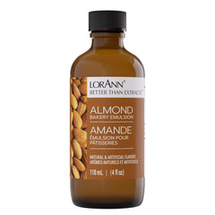 LorAnn Almond botella frontal mostrando contenido y etiqueta, beneficio sabor concentrado
