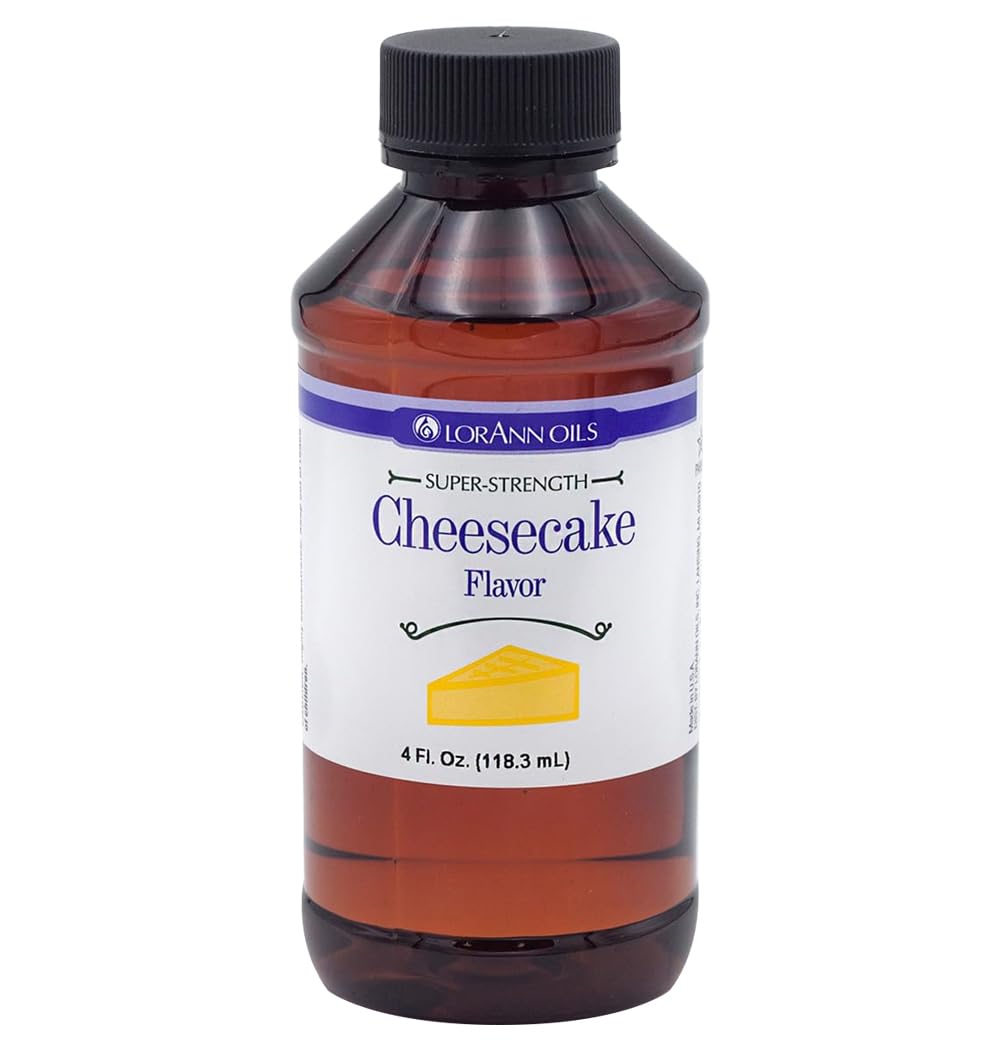LorAnn Cheesecake botella frontal mostrando tamaño y uso práctico