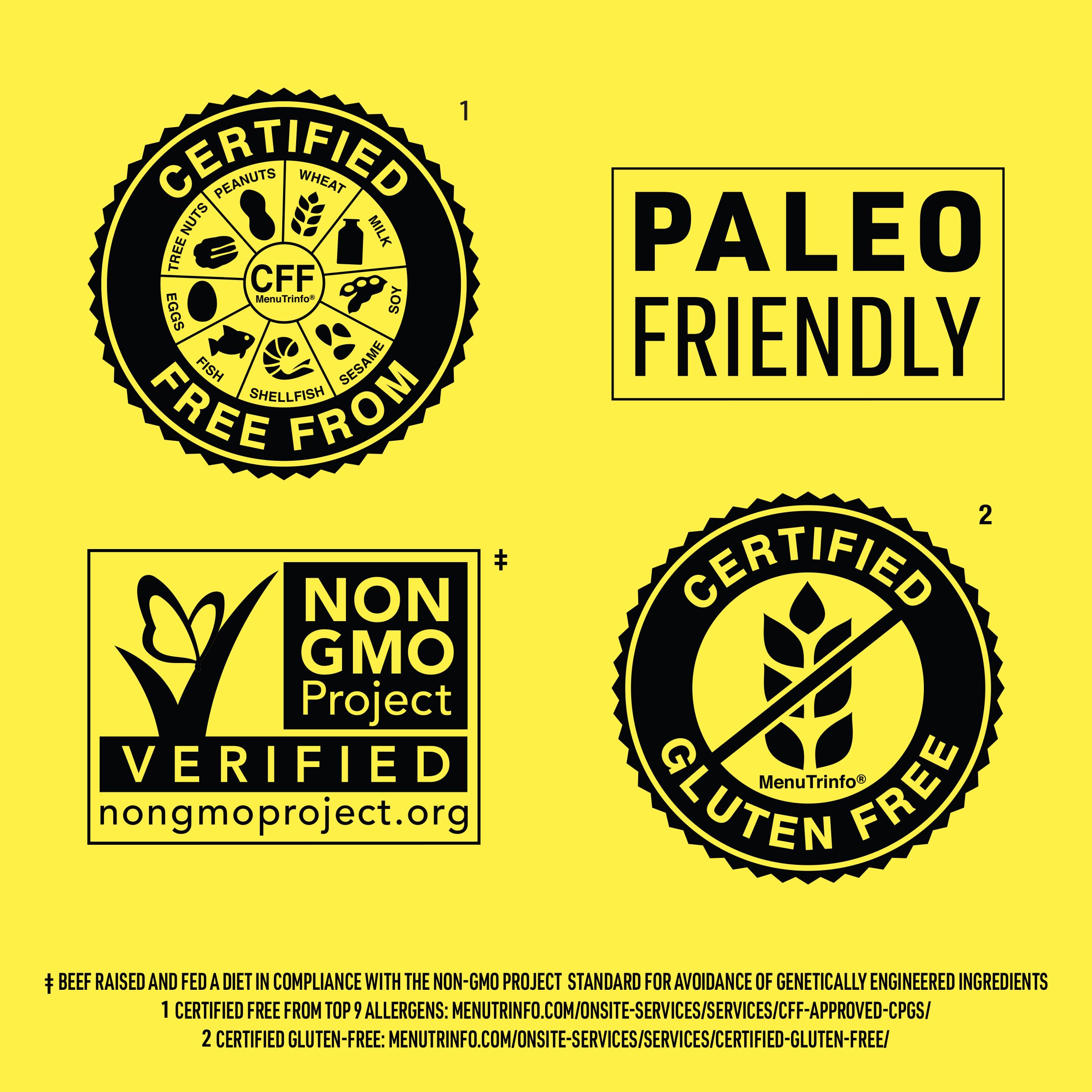 Lorissa's Kitchen etiqueta con sellos Non‑GMO y libre de 9 alérgenos
