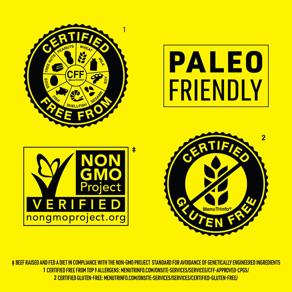 Lorissa's Kitchen etiqueta con sellos Non‑GMO y libre de 9 alérgenos