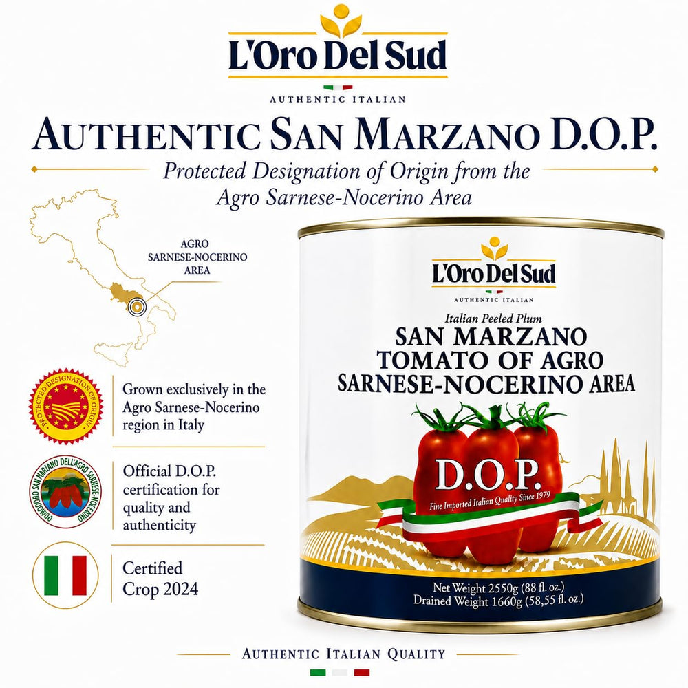 L'Oro Del Sud lata junto a mano y cuchara para comparar tamaño y rendimiento en cocina