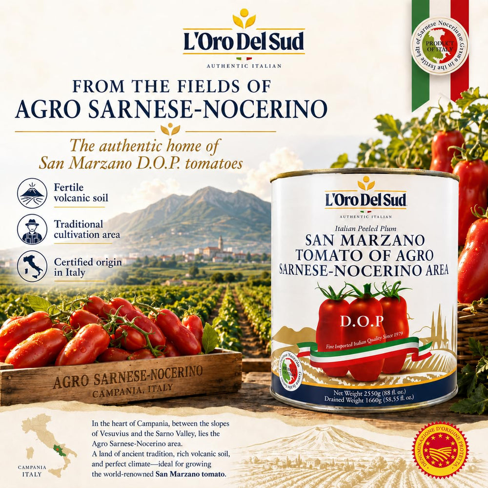 L'Oro Del Sud lata abierta con tomates usados en salsa casera, facilita la preparación