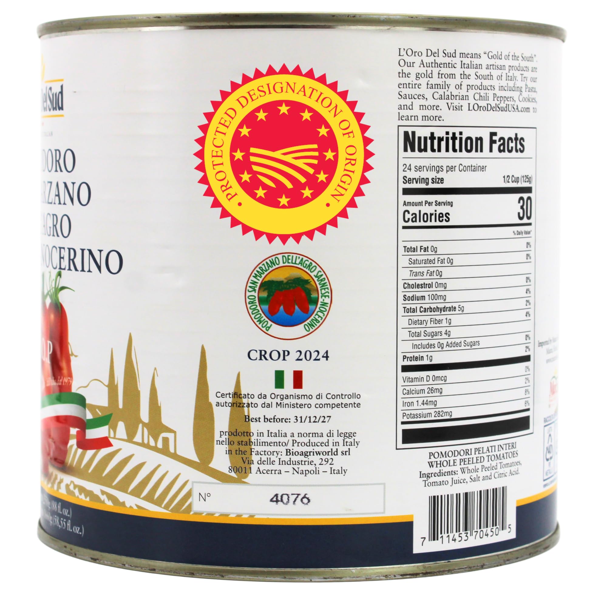 L'Oro Del Sud tomates enteros en su jugo natural, listos para cocinar y conservar sabor