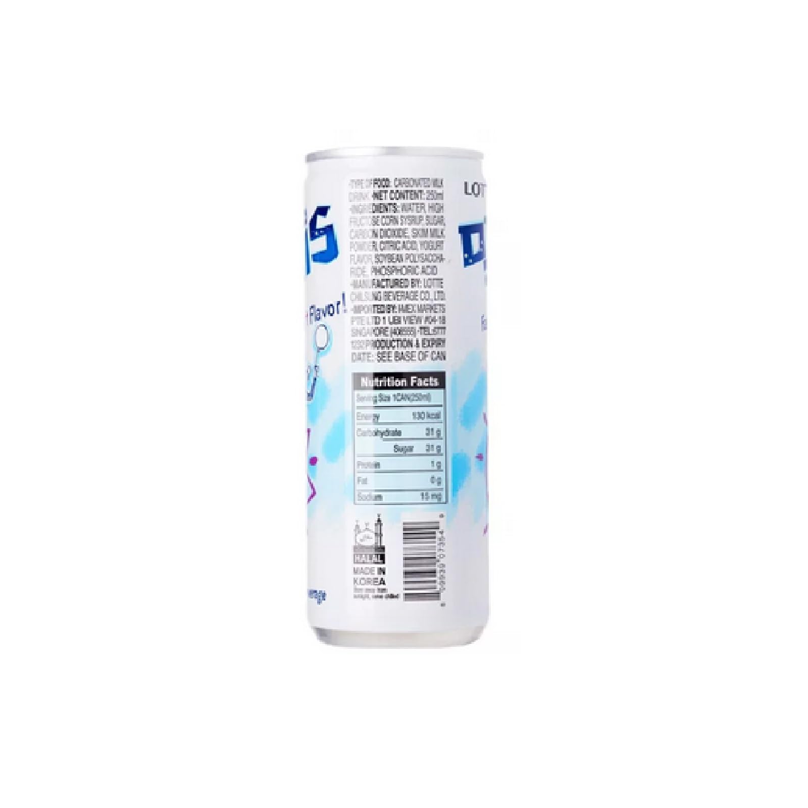 Lotte Milkis vertido en vaso con espuma, refresco cremoso