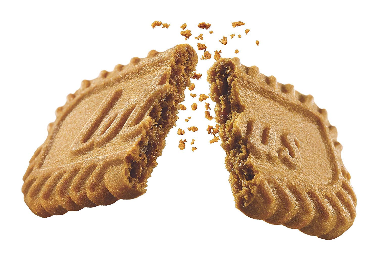 Lotus Biscoff primer plano de galleta, muestra textura crujiente