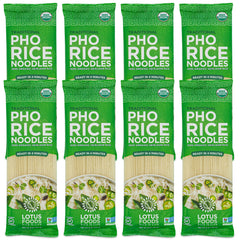 Lotus Foods empaque frontal del pho orgánico mostrando marca y beneficio sin gluten