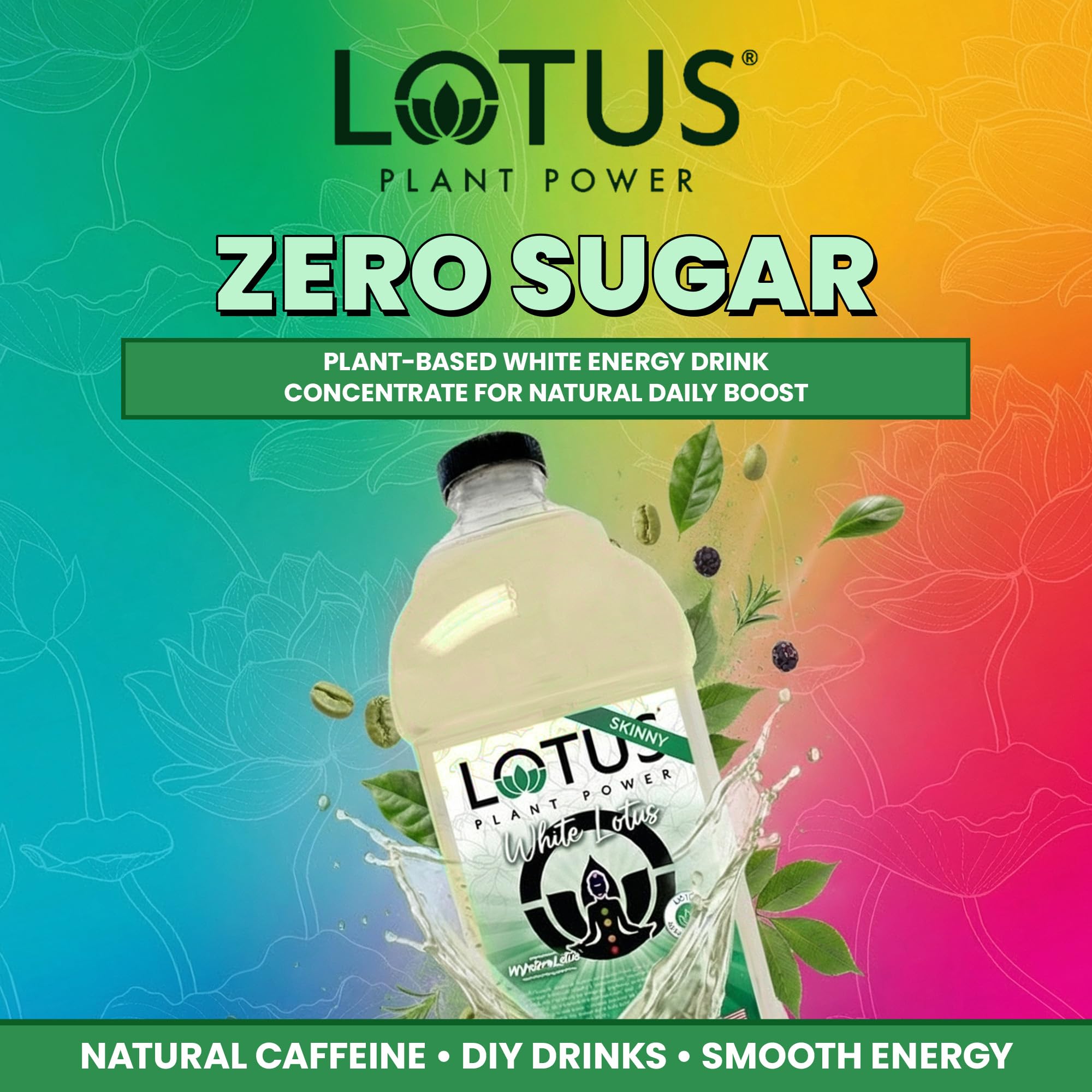 Lotus Plant Power Skinny White Lotus vaso preparado con agua con gas, refrescante y sin azúcar